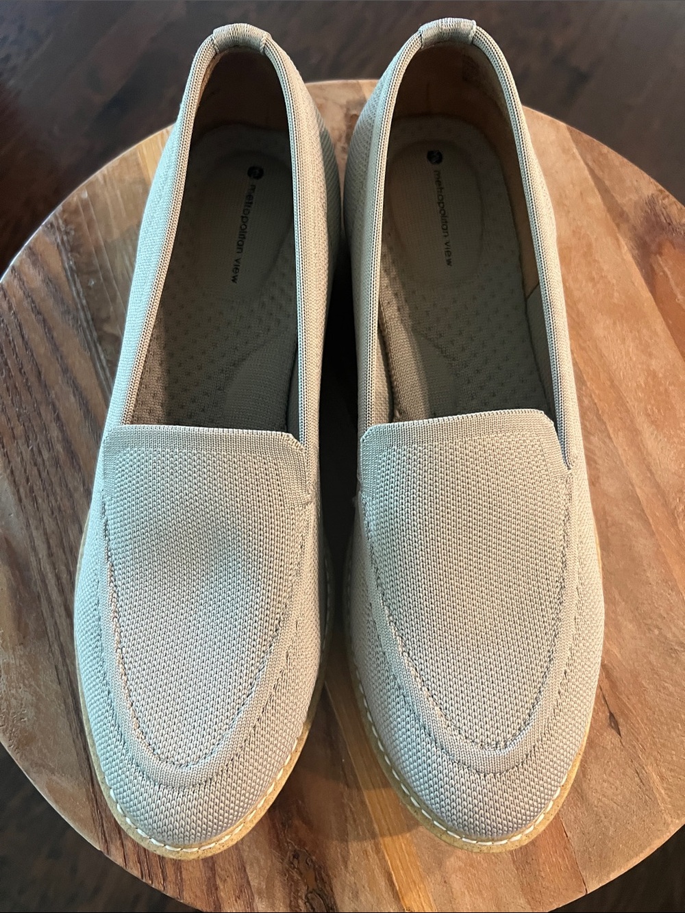 Women's Light Beige Knit Slip-On Loafers — Comfortable Everyday Flats